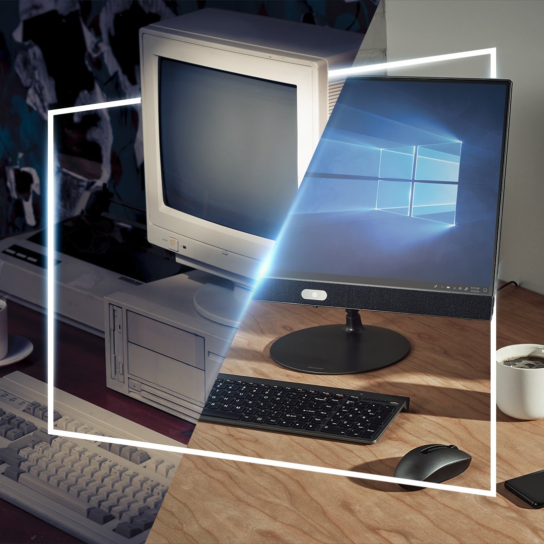 WindowsFrance's tweet photo. Les époques évoluent, nos ordinateurs aussi 
Quel était votre premier souvenir avec Windows ? 😊 
#WindowsForever https://t.co/DOHws9bhAV