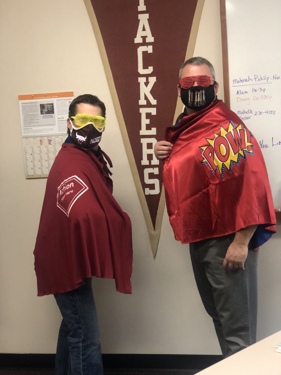 MrBretoi's tweet photo. The votes are in! Dress Like a Super Hero to combat bullying! Captain Kaposia and Bully Buster ask that all students and adults combat bullying with KINDNESS! #sspcares #ssppride @SSPPS6 https://t.co/QNCgo9Af9u
