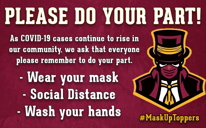 jcityTNschools's tweet photo. As COVID-19 cases continue to rise in our community, we ask that everyone please remember to do your part to help slow the spread. Please wear your mask, practice social distancing, and wash your hands. We will all get through this together. #MaskUpToppers #MaskUpJC https://t.co/wrMNThpYCw