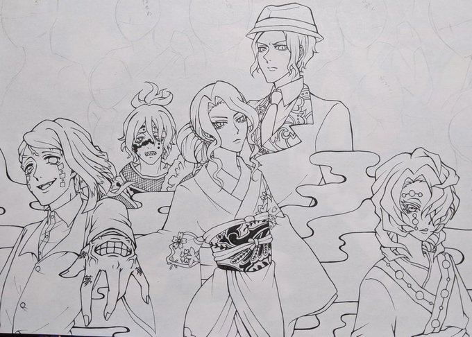 前に描いてたアナログの鬼だいぶ進んだ(  '-' )← 