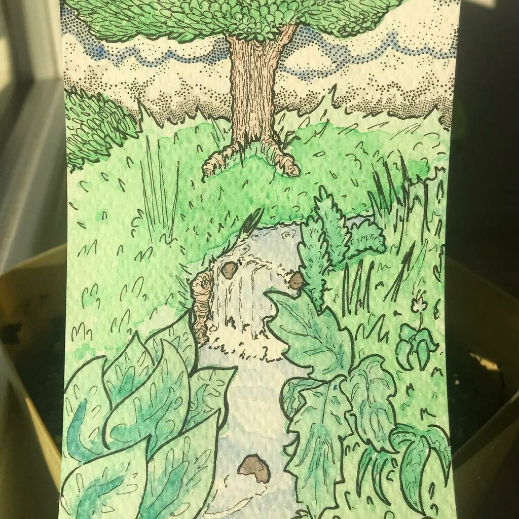 Eponymoussparro's tweet photo. First trial done found some of what I’m looking for and less happy with other stuff. My brother is heading to the mountains so I added those. #watercolor #fineline #ink #drawing #illustration #art #trees #mountains #clouds #art #music #watercolor #ink #follow #indie #indiemu… https://t.co/UlNCOAPobl