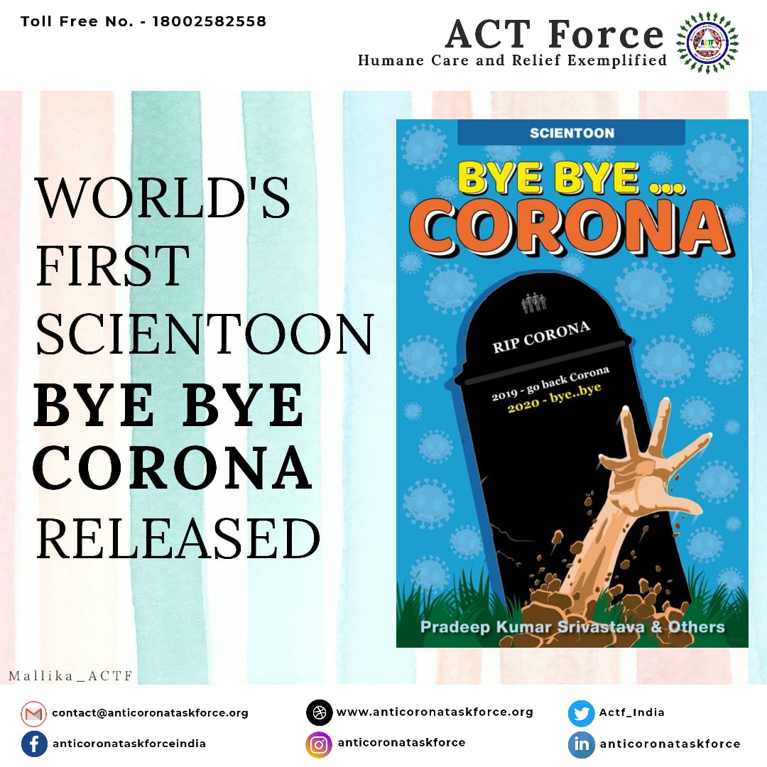 ACTF_India's tweet photo. World’s first #scientoon book “Bye Bye Corona” by Dr Pradeep Srivastava and published by Vigyan Prasar of DST was released by Governor of UP, Ms. Anandi Ben.The book offers a perspective insight into the intricacies of the deadly #pandemic without scaring the reader.
#ACTF https://t.co/IwrOp4Vkgq