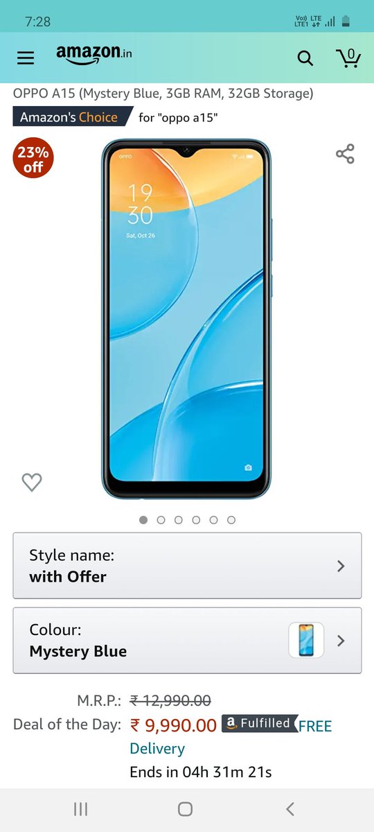 Solleti3's tweet photo. @amazonIN OPPO A15 At ₹9,990/-

#AmazonGiftingHappinessDays #AmazonSpecialsOPPOA15 @amazonIN https://t.co/qSLLZFTuyC