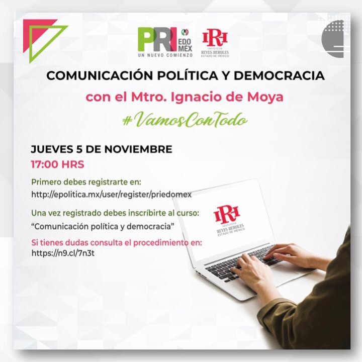 IRH_Edomex's tweet photo. 📌 Los invitamos a la capacitación: "Comunicación Política y Democracia" con el Mtro. #IgnacioDeMoya , HOY jueves 5 de noviembre, en punto de las 17:00 hrs. 🙋🏻‍♀️
¡Te esperamos!

✍️ Registro: https://t.co/8LSRf8lM8l

#SomosReyesHeroles
@AlejandraDMV
@PRI_EDOMEX 
@Mov_PRImxEdomex https://t.co/V4WsB5qe8x