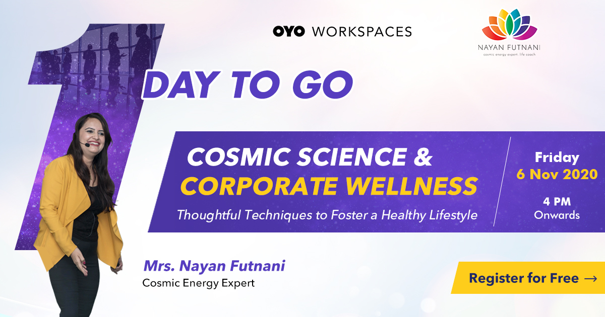 NayanFutnani's tweet photo. Let's Go! We're less than 24 hrs away from the complete revolutionary learning session on Cosmic Science and #CorporateWellness.
Book your slot for free here: https://t.co/i3ZTuPDIj2
@WorkFlobyoyo @innov8cowork  @idoneseo 
#cosmicenergyexpert #healthylifestyle #selfmotivation https://t.co/uV8fOnony8
