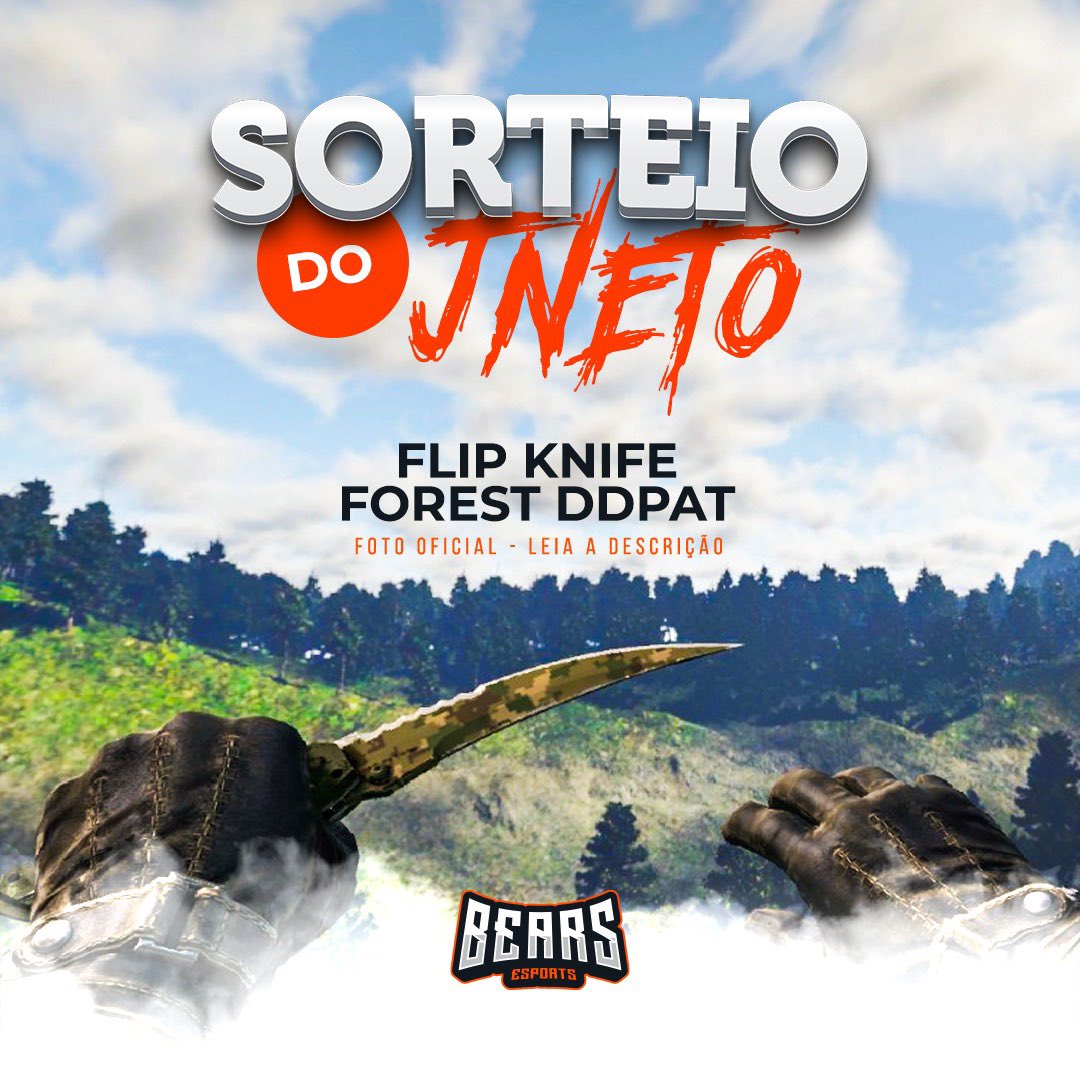 jnetofps's tweet photo. 🛑SORTEIO FLIP KNIFE - FOREST DDPAT

Para participar você deve:

♥️1• LIKE + RT 

📌2• SEGUIR  @bearsEsports_  @jnetofps

 🙇3• MARCAR 3 AMIGOS 

🗓️Resultado sai dia 08/01/2021

🍀Boa sorte a todos! 

◼️Sorteio exclusivo para Latino Americanos. 

#GObears https://t.co/H7Nymv1YUv