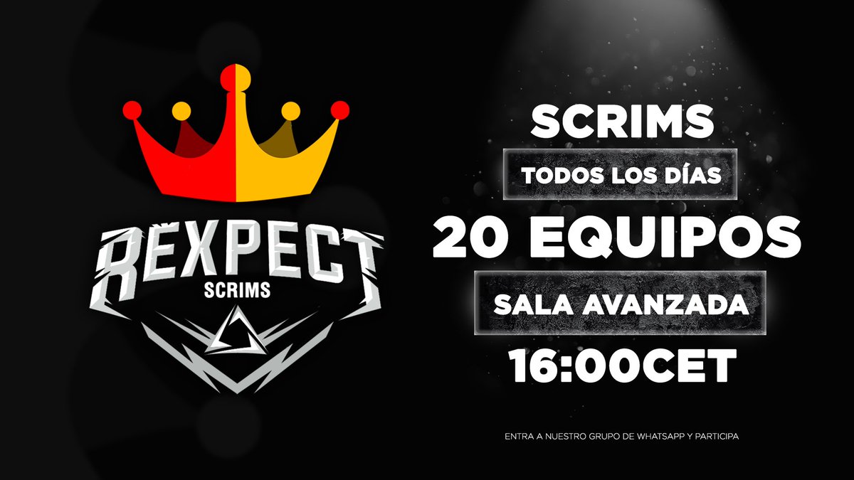 Realizamos scrims diarias a las 16:00 CET en salas avanzadas. 
¿Te las vas a perder?🔥

(Registro desde whatsapp —> abre a las 15h)
chat.whatsapp.com/C5ARSVnhilM2mY…