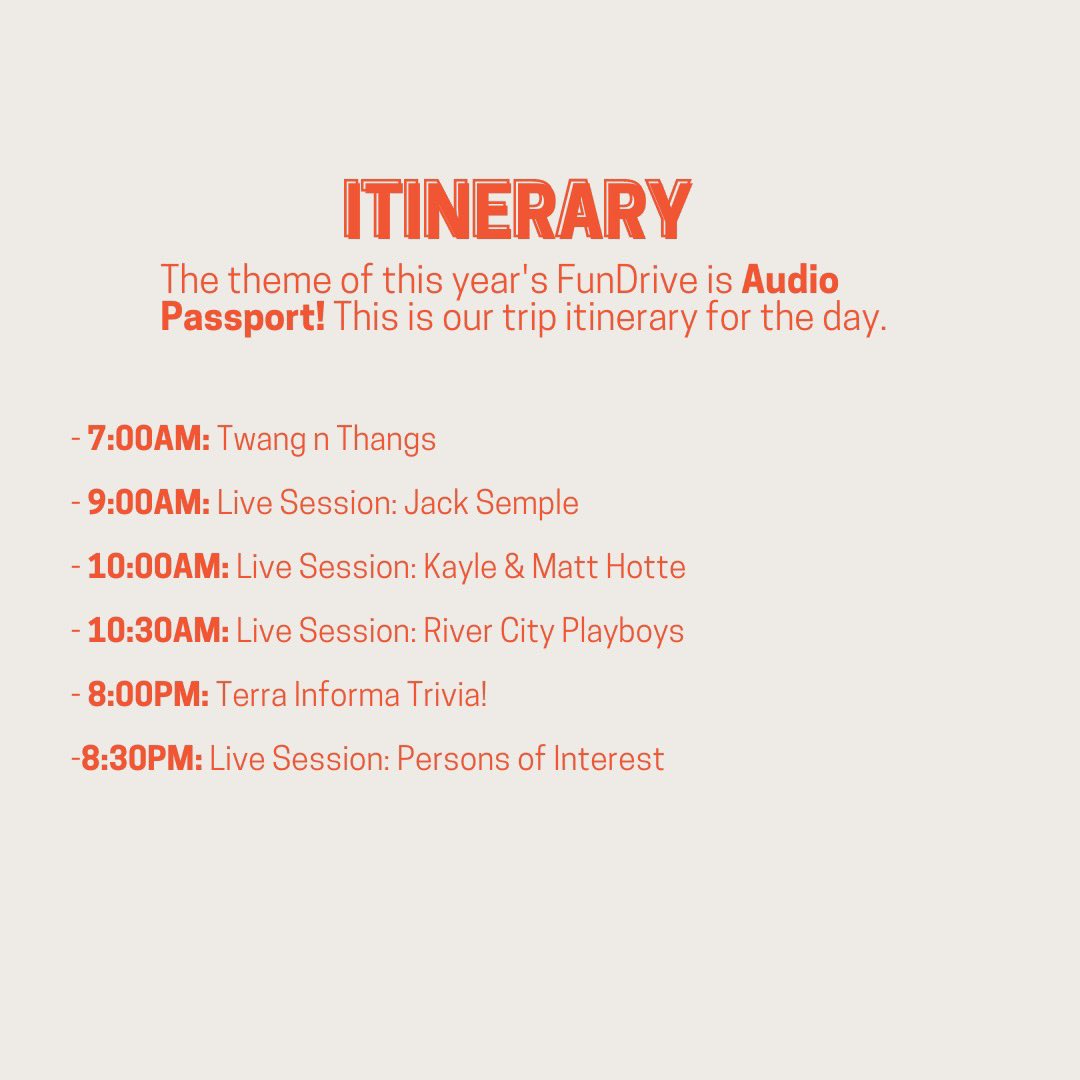 CJSR's tweet photo. The early bird catches the (ear) worm! This morning we’ve got some awesome back-to-back live sessions that you won’t want to miss. Tune into CJSR 88.5 FM and groove along with us we wrap up our last few days of #FunDrive2020! https://t.co/QYuiE2MMXA