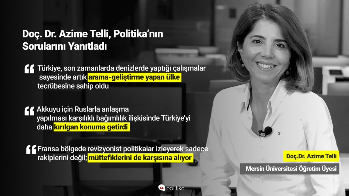 🎙️ Röportaj

Doç. Dr. Azime Telli (@AzimeTelli) Politika'nın sorularını yanıtladı.

📌 Türkiye-Rusya ilişkilerinin işbirliği odaklı olduğu görülmektedir.

📌 Fransa sadece rakiplerini değil; müttefiklerini de karşısına alıyor.

Röportajı okumak için

👇
politikaenstitusu.com/2020/11/05/doc…