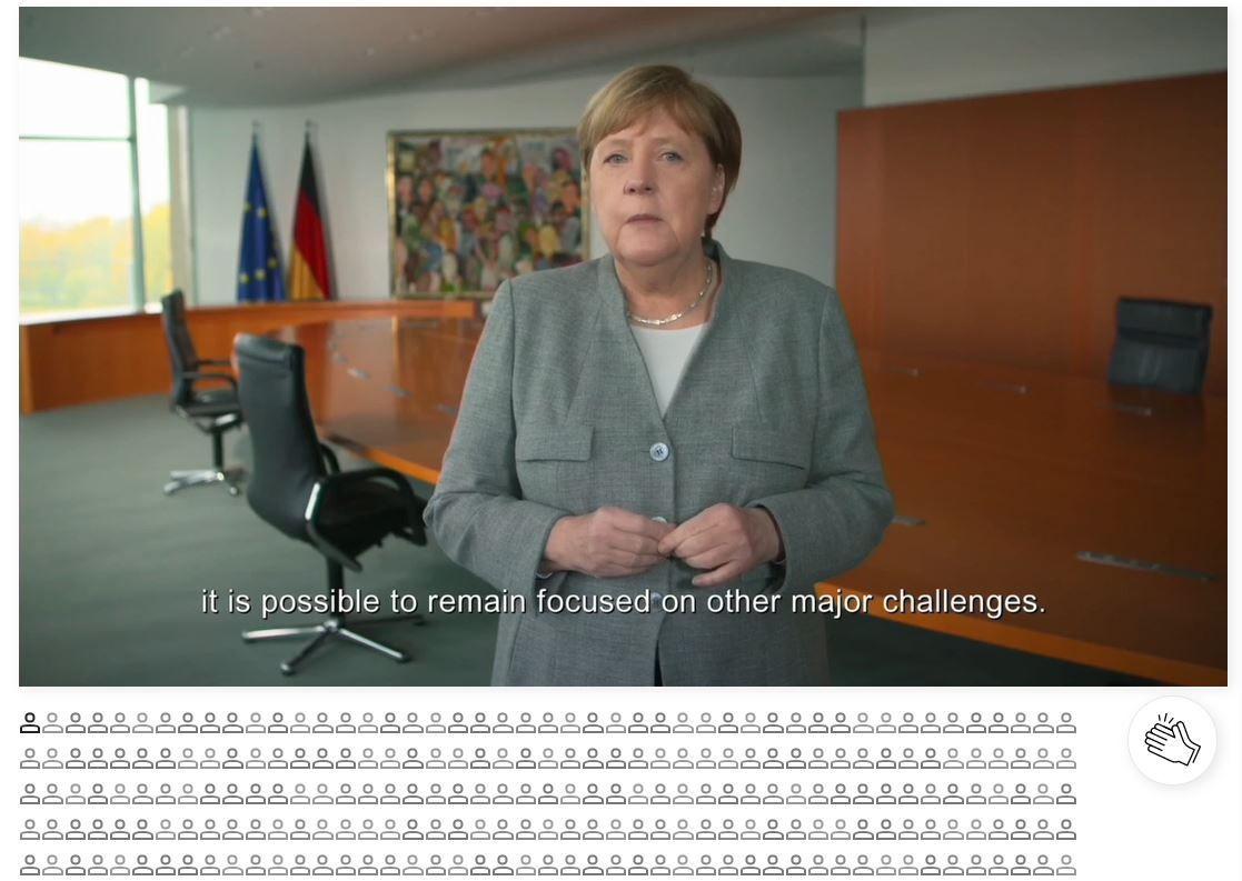 Grußwort bei der Konferenz #ThePowerofEurope': Angela Merkel dankt der @Stiftung2Grad für ihre Arbeit. Der #Klimaschutz sei 'Menschheitsaufgabe'. Dieser sei aber kein Wachstumshindernis, sondern durch #GreenTech sogar ein Wachstumstreiber. stiftung2grad.de/jahreskonferen… @RegSprecher