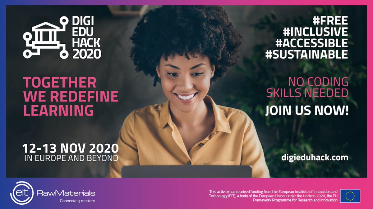 EITRMAcademy's tweet image. Join the #DigiEduHack2020 and help shape the digital future of #education! Sign up now with @UniLUT, @unimiskolc or @UniPadova eitrawmaterials.eu/call-for-parti…
