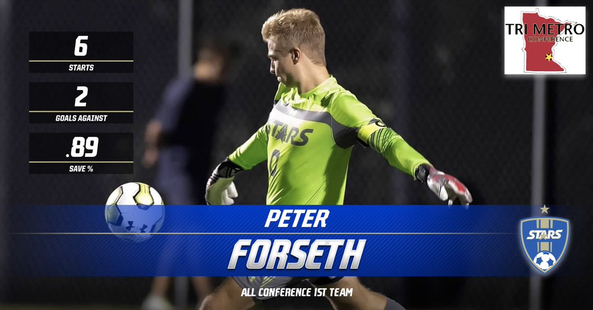 AHASoccer_boys's tweet photo. Congratulations to Aidan Smith (jr. MF), Peter Forseth (sr. GK), Noah Hermanson (jr. CB), and Carter Hermanson (jr. ATK) for being named to the TriMetro All Conference 1st Team for their performances in conference contests! #GoStars https://t.co/5ppmoebcJp