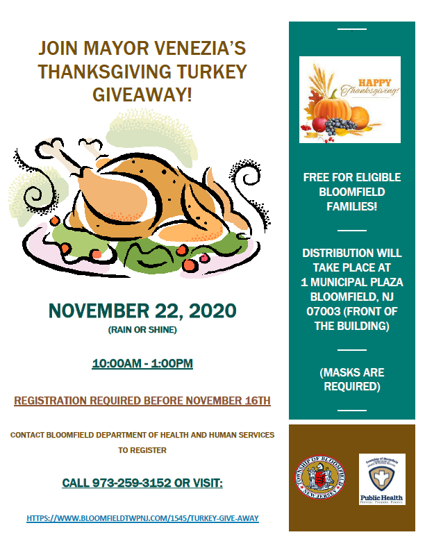 N2NNetworkNJ's tweet photo. Registration is still open for the Mayor's Turkey giveaway! Sign up here... https://t.co/EmtasPVulb #Free #Turkey #BloomfieldNJ https://t.co/loJABXi8wj