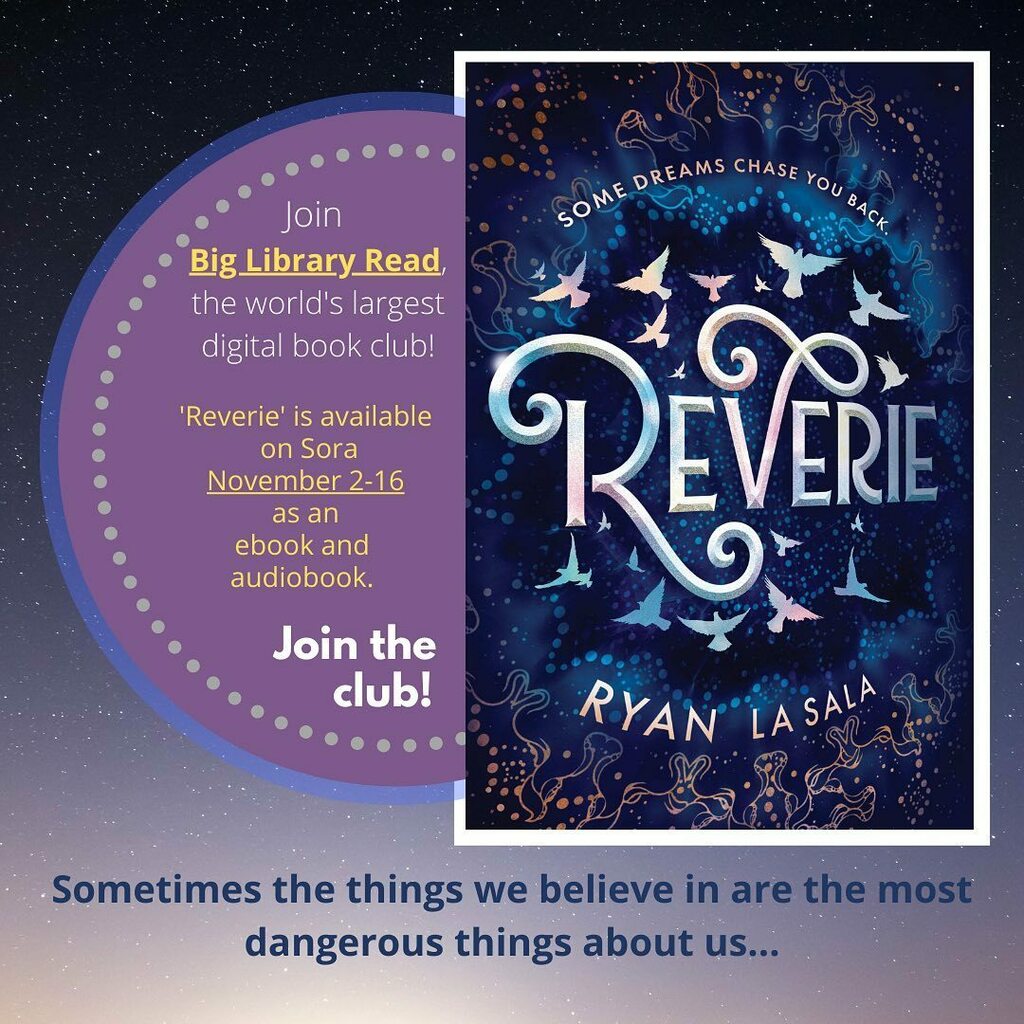 MargiPutney's tweet photo. Local book lovers can join thousands of readers around the world November 2-16th reading Reverie during Big Library Read, the world's largest digital book club. Reverie is described as "INCEPTION meets THE MAGICIANS" and a "wildly imaginative story about… https://t.co/xz3uBrgFmb https://t.co/V28i6cVswf