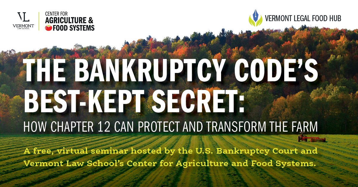 VTLawSchool's tweet photo. It's not too late to register for tomorrow's seminar on bankruptcy and farms! #LawLectures https://t.co/cTHhI9ffVT https://t.co/QxH4NzPlTO