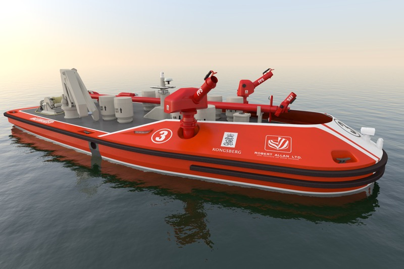 theNavisor's tweet photo. remote-control fire-fighting vessel by Robert Allan &amp; Kongsberg Maritime https://t.co/lyyAMsoTzt