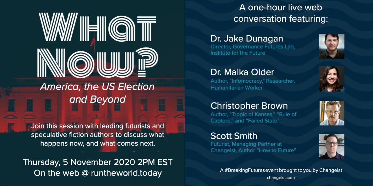 KoganPageBiz's tweet photo. TODAY AT 2PM EST: Join author @changeist and other leading futurists and authors to discuss the future of America after results make it in 🇺🇸
Get your seat for this web conversation TODAY: https://t.co/EGvJJMP3EI
#Futuring #HowToFuture #BreakingFutures https://t.co/XRLFyauLpP
