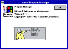 parityCat's tweet photo. @WindowsFrance Le menu caché dans Win 3.11 avec CTRL+MAJ en cliquant sur A propos de dans le Gestionnaire de programmes et ce mystérieux "Bradsi" :) https://t.co/UtoYesKoVS