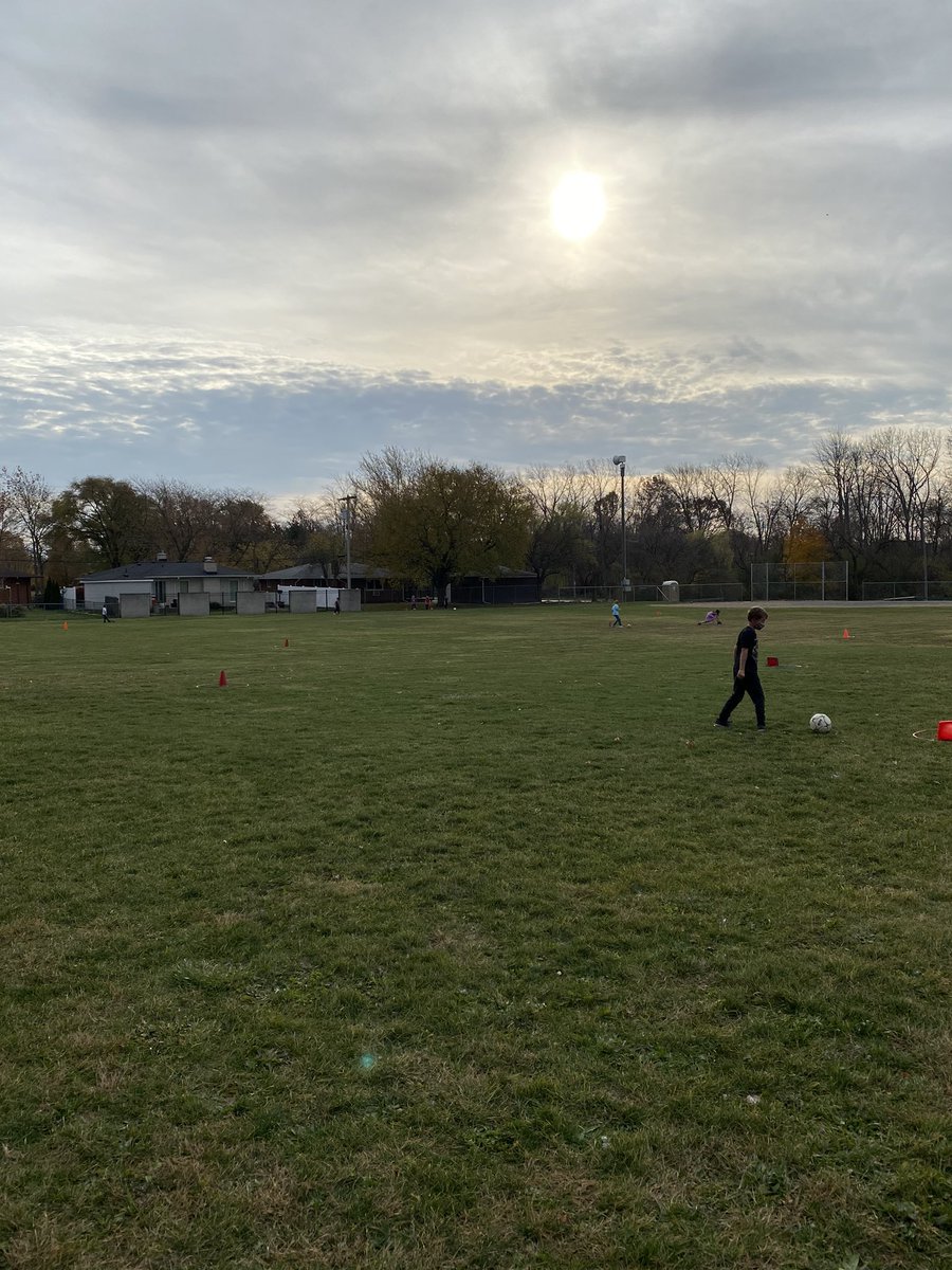 Mr_Adamovich's tweet photo. Continuing our kicking unit with our inaugural soccer golf game.#warh https://t.co/bB00FDqBkv