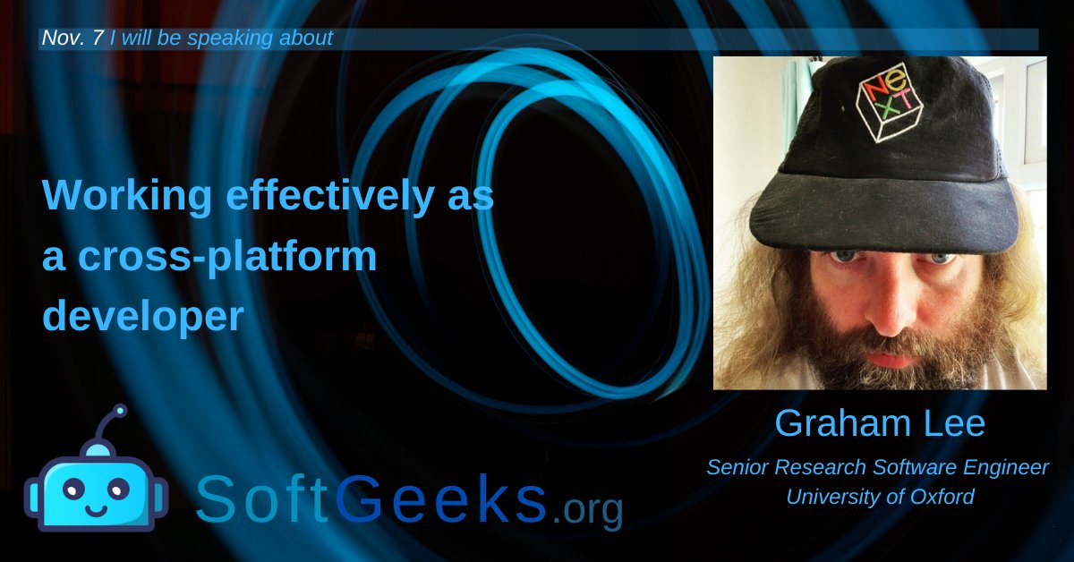 softgeeksca's tweet photo. Looking forward to having Graham Lee (@iwasleeg) join our next #SoftGeeks meeting and talk to us about how to implement cross-platform products. More details: https://t.co/jUMfEd4BrS https://t.co/rpSTvATzpK