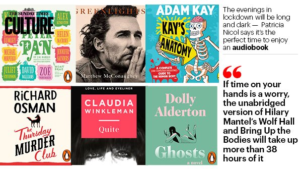 ST_Culture's tweet image. Most of us are facing a month at home and the evenings are long and dark — it’s the perfect time to enjoy an audiobook, says @PatriciaNicol — here are her picks

thetimes.co.uk/article/the-pe…