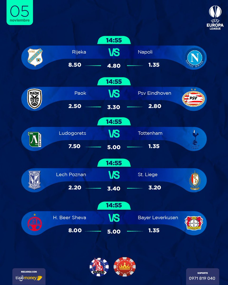 ApuestasCrown's tweet photo. Algunos de estos equipos están entre tus combinadas favoritas? ¡Entonces no pierdas más tiempo! 🕑🤩 Ingresá a https://t.co/5OP73RKe8A y pronostica cual será el resultado y jugá con la casa de apuestas que más paga. 💰🏆⚽ #CrownCity #UEFA https://t.co/hNmZwla39p