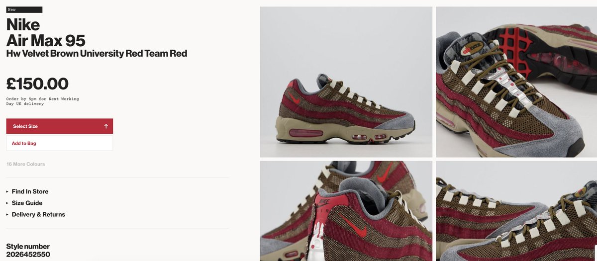 nike air max 95 velvet brown university red team red