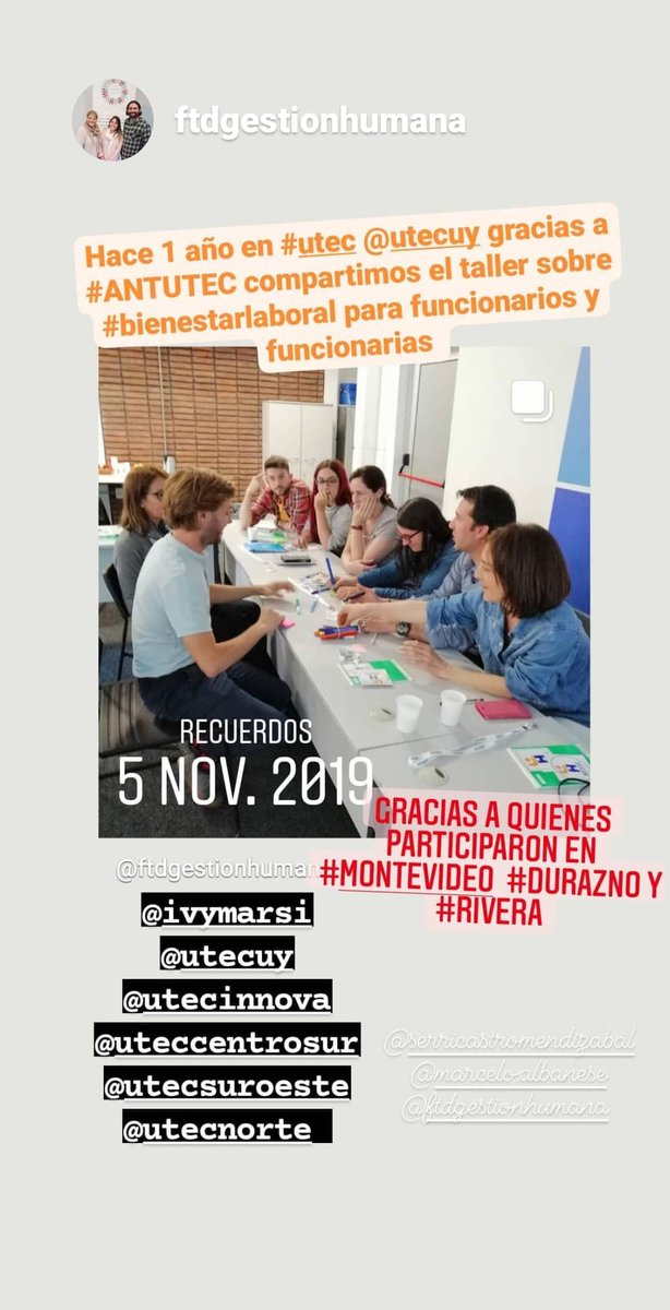FtdHumana's tweet photo. Gracias @ANTUTECuy @marcelbrb @ivymarsi y a la @UTECinnova @UTECuy porque ya pasó 1 año que compartiremos los talleres de #BIENESTARLABORAL en sede #Montevideo #rivera y #durazno
Los y las colaboradoras son el corazón de las organizaciones y hay que cuidarles‼️ https://t.co/xLfGCWkUge