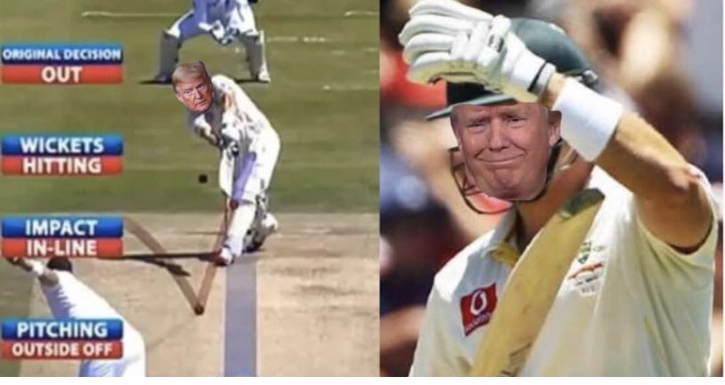 Trump the batsman. #TrumpIsALaughingStock