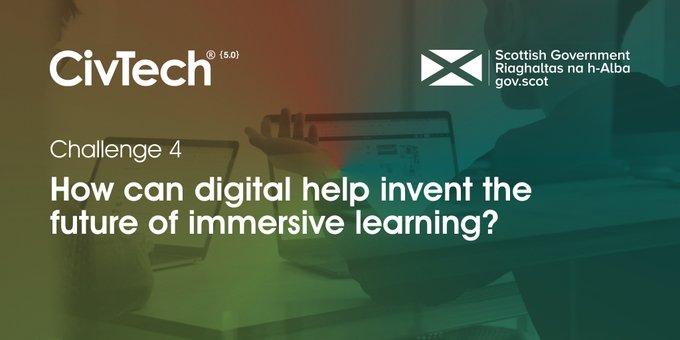 CivTechScotland's tweet photo. #CivTech5 Challenge 4 from @ScotDigAcademy addresses the timely question of how we can re-imagine training delivery to provide truly immersive learning, especially in a post-covid world. https://t.co/vMx0ZrL4xp