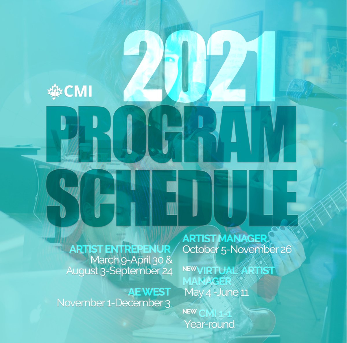 FACTORCanada's tweet photo. .@CMIncubator announces 2021 programs schedule and introduces new virtual offerings: Virtual Artist Manager and CMI One-On-One. The virtual programs complement core programs #CMIAE #CMIAM and #AEWest. Apply now https://t.co/SNqbMOIkzH https://t.co/0FpM5dsfSk