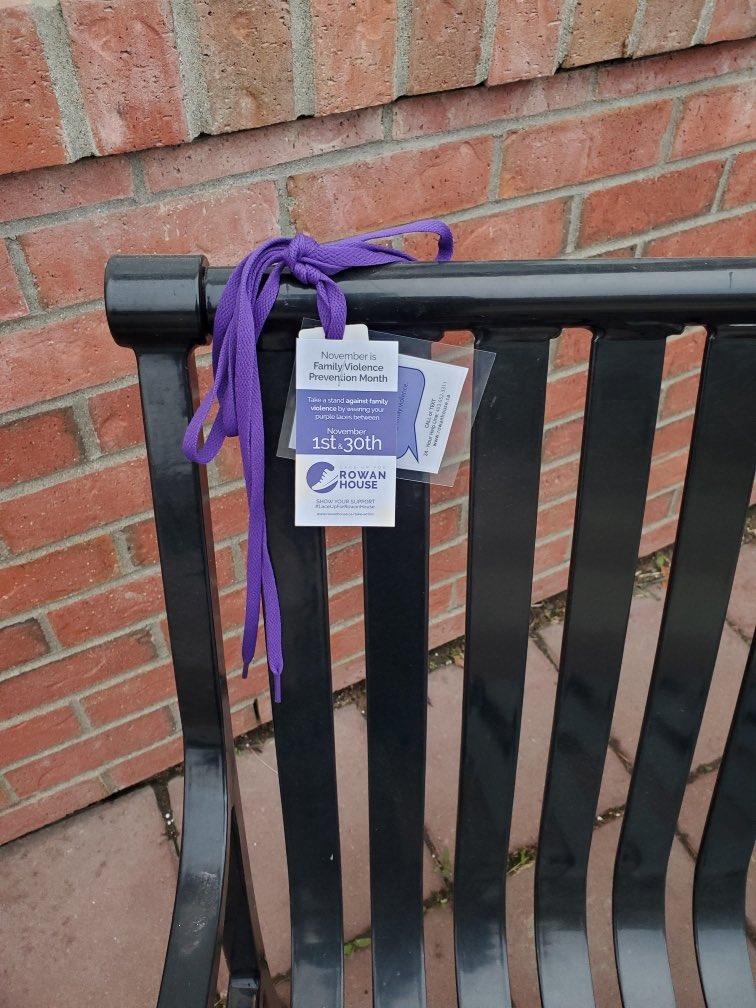 RowanHouse's tweet photo. November is Family Violence Prevention Month in Alberta.
Look for our ribbons, learn some facts and then take some shoelaces.
Join the conversation and help bring this issue out of the shadows.
#FVPMAB #GoPurpleAB #endabuse https://t.co/Lf5ujEV9CD