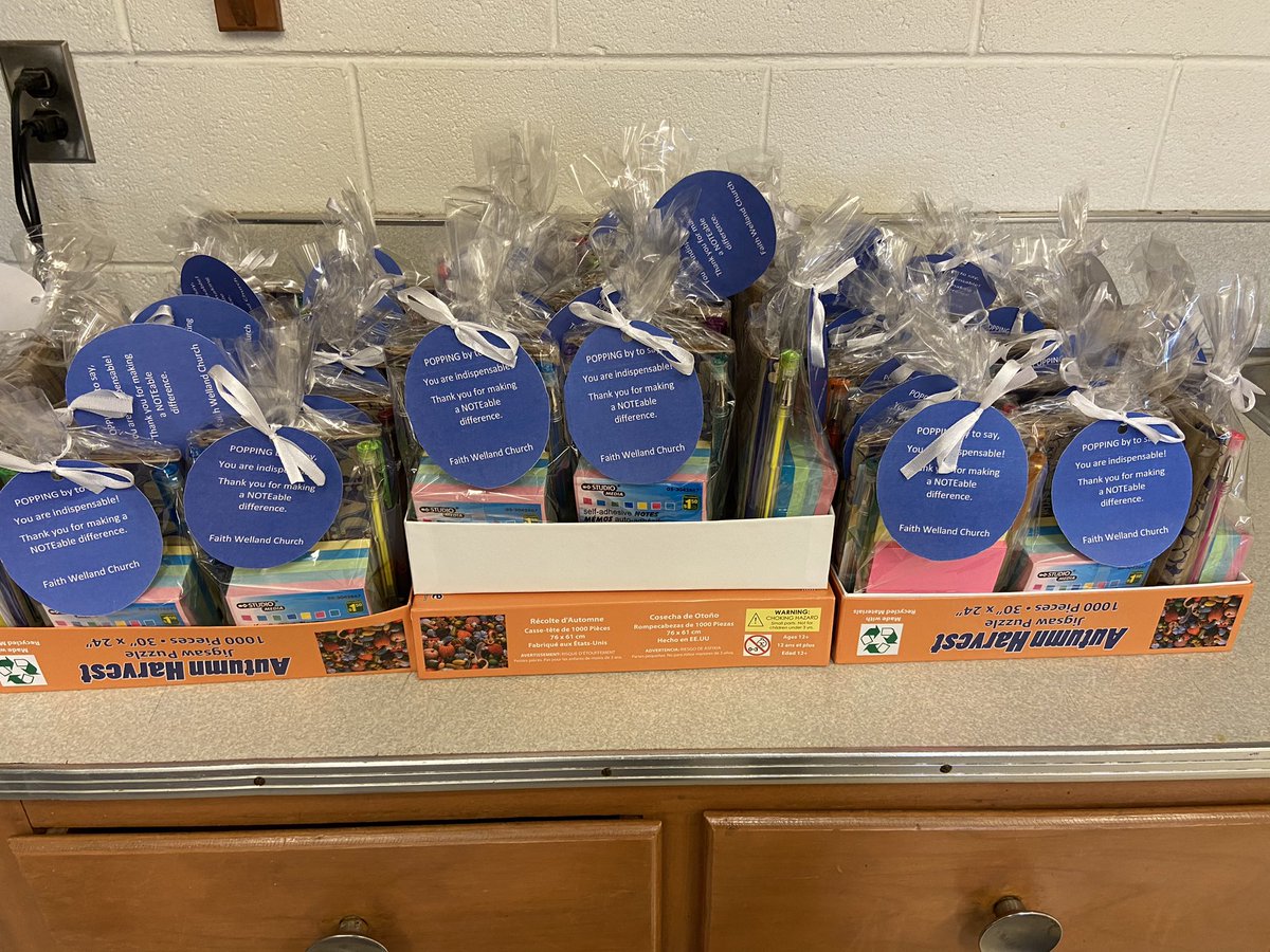 FitchSchool's tweet photo. We had a wonderful surprise dropped off for our Fitch Staff. Thank you to our friends at Faith Welland Church for their kindness! It is greatly appreciated. 😁❤️@dsbn https://t.co/VdlWIySvv6
