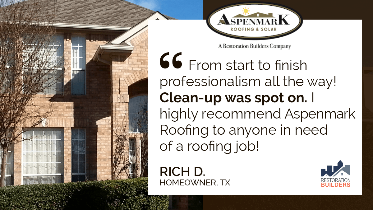Aspenmark's tweet photo. "From start to finish professionalism all the way! Clean-up was spot on. I highly recommend Aspenmark Roofing to anyone in need of a roofing job!"
.
#testimonial #roofing #roofingcontractor #dallasroofingcontractor #roofrepair #stormrestoration  #restorationbuilders https://t.co/foJQ5wQOo8