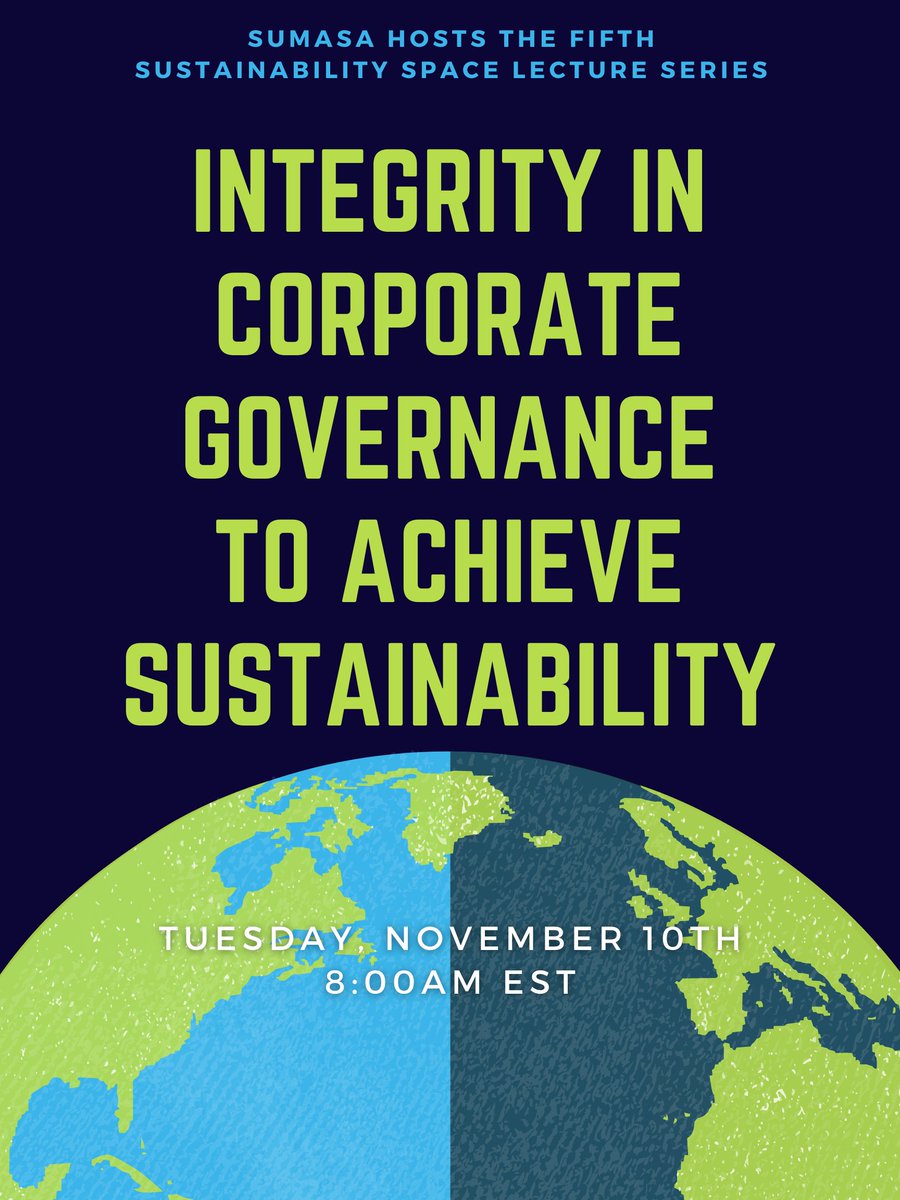 SUMASA Scoop REMINDER: Lecture Series: Integrity in Corporate Governance to Achieve Sustainability! - mailchi.mp/850039c05d53/s…