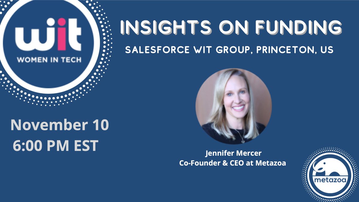 Metazoa's tweet photo. Take part in the upcoming #WIT meeting!
There will be a Q&A session and raffle at the end π
When: Nov 10, 6:00 PM EST
RSVP: https://t.co/PBANDEL2Ei
#womenintech #salesforce #salesforcewit #femaleceo #femaleentreprenuer #trailblazercommunity #trailblazers #salesforceohana https://t.co/zg9uV7KLIH