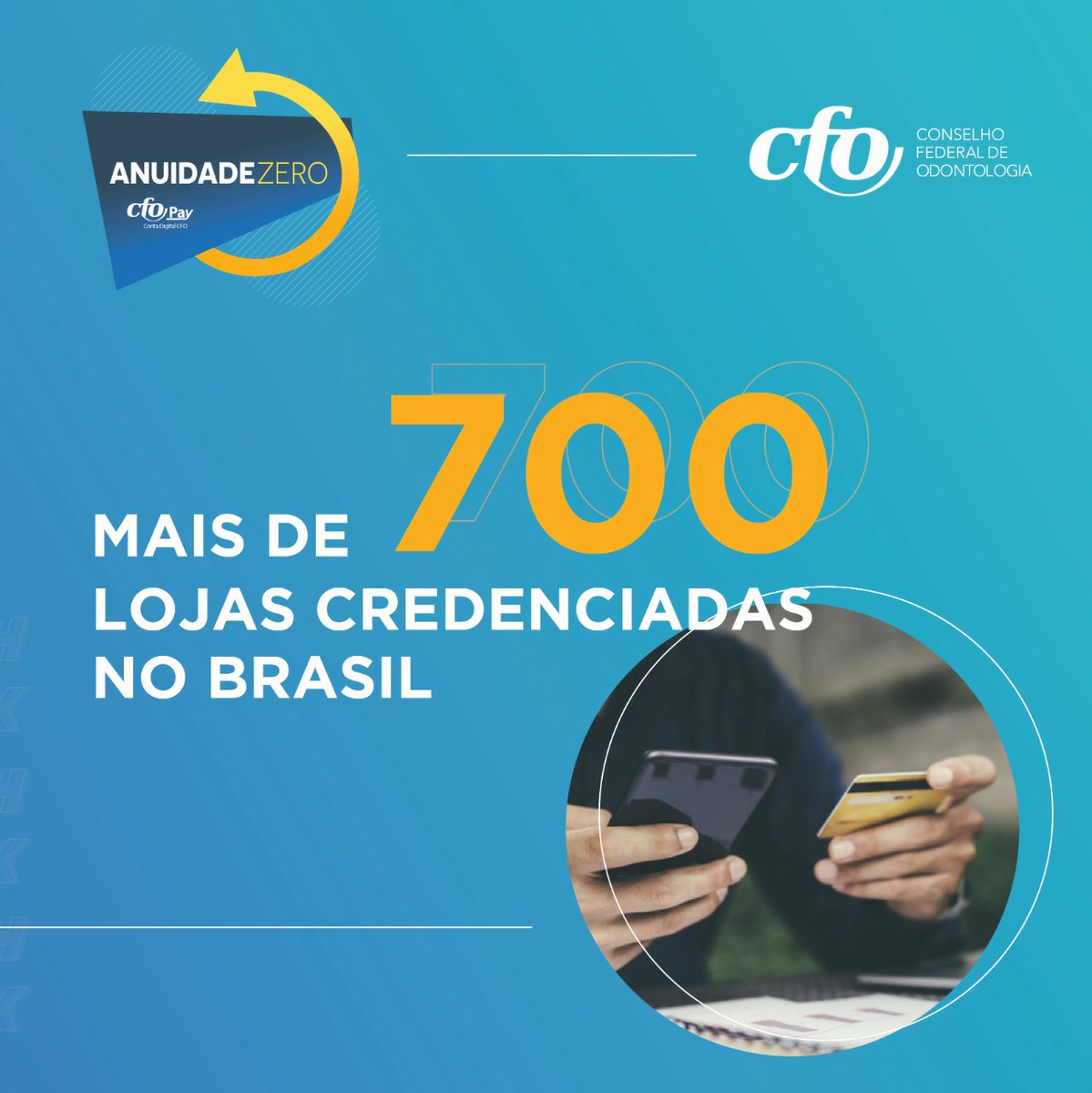 Odontologia_CFO's tweet photo. O programa permite o acúmulo de saldo financeiro, em formato de Cashback, proveniente de compras efetuadas em estabelecimentos parceiros, que poderá ser utilizado para o pagamento do valor da anuidade do profissional.
#CFOPay #AnuidadeZero #CFO
Confira: https://t.co/EHla0sVywp https://t.co/rCnxDnYmQf