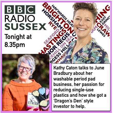 deanstreetpr's tweet photo. Listen to start-up brand Ethixx tonight at 8.35pm on BBC Radio Sussex on why you shouldn't be squeamish about washable period pads. #singleuseplastic #environment https://t.co/6m6slHYyjV