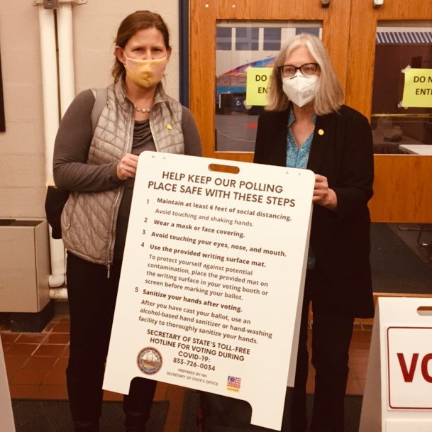 Professor <a href="/MarthaFDavis/">Martha F. Davis</a> connected with <a href="/Kim_Weibrecht/">Kimberly Weibrecht</a> ’98 while working the polls in New Hampshire this week. Kim practices family law in NH and happened to be the volunteer coordinator at the site Professor Davis was assigned to! <a href="/AlumniNU/">Northeastern Alumni</a> #NUSLPride