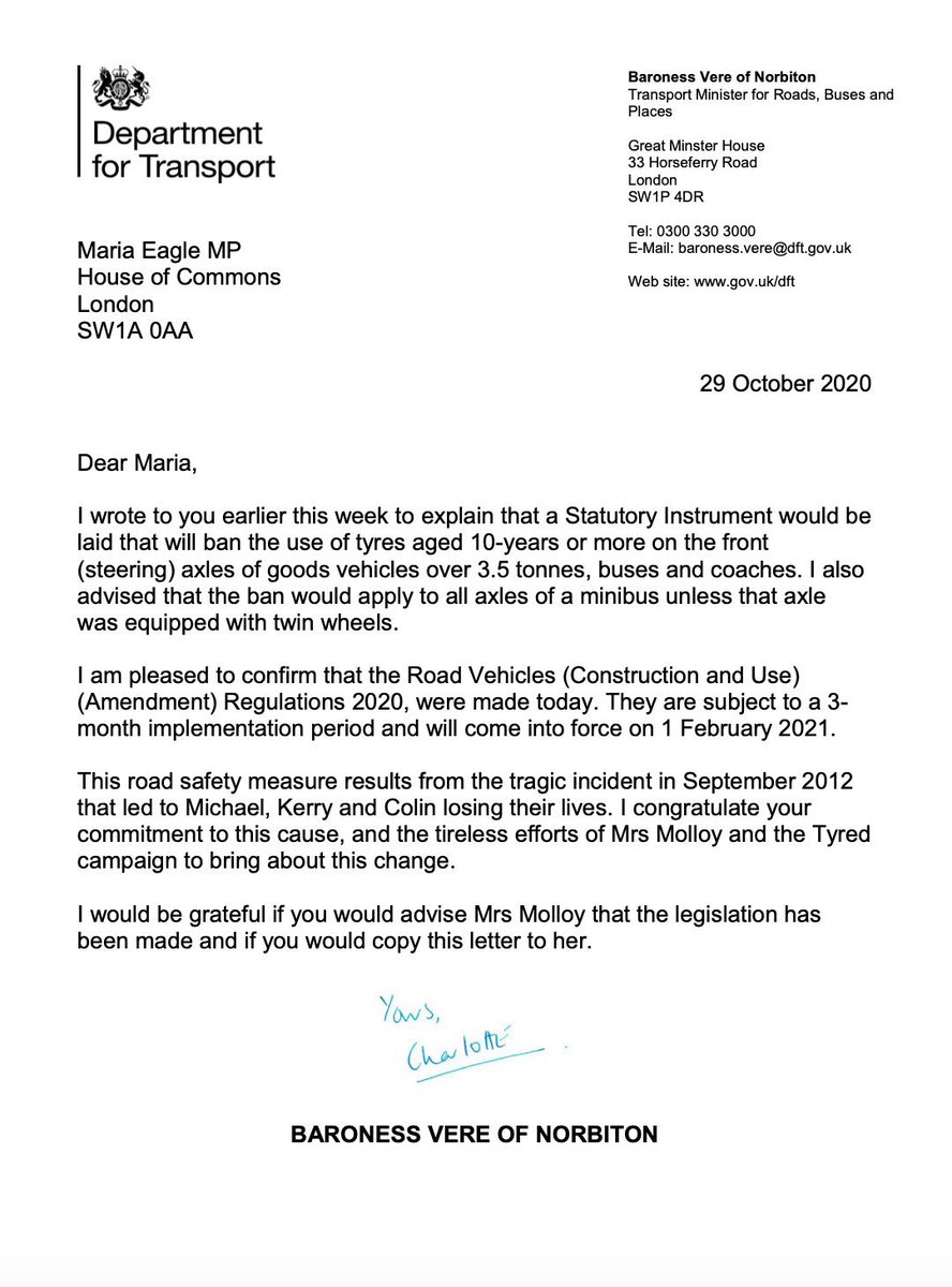 HitsLpoolNewsX's tweet image. 👏👏👏

It’s been confirmed that as a direct result of @MolloyFrances &amp;amp; the  @tyreduk campaign, new legislation banning old tyres on buses, coaches, minibuses &amp;amp; goods vehicles will come into force next year

#OldTyresKill
