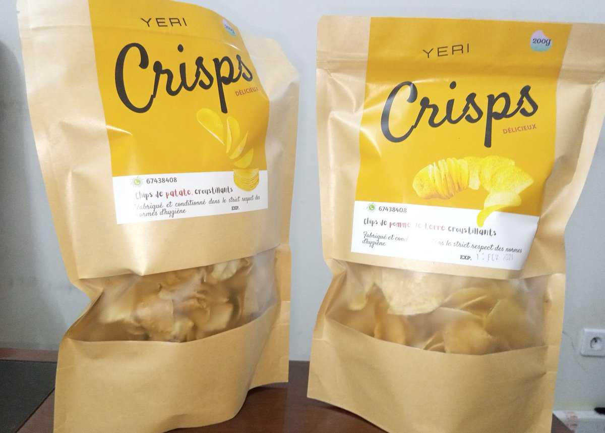 J'ai goutté Yeri Crisps. D'excellentes frites de pommes de terre et de patates douces fabriquées au #BurkinaFaso par une jeune dame très dynamique...Avec un emballage croquant. Je vous le conseille vivement. Contact : 00226 67438408