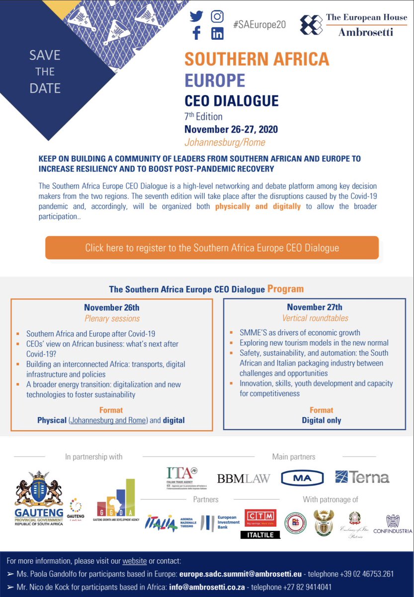 OptimizeAgency's tweet photo. We look forward to this years edition of the #SAEurope2020  

@Ambrosetti_ @TheGGDA @visitgauteng 

#SouthernAfrica #GautengProvince #Europe #Gauteng https://t.co/9Zl7KI8TgI
