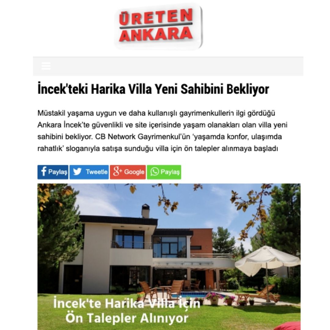 cbnetwork_'s tweet image. Satışa sunduğumuz özel portföyümüz Ekonomi sitelerinde geniş yer aldı 👍👏

#ekonomiankara #üretenankara #coldwellbankernetwork #gayrimenkul #gayrimenkulyatırımı #incek #villa #lükskonut #globalluxury