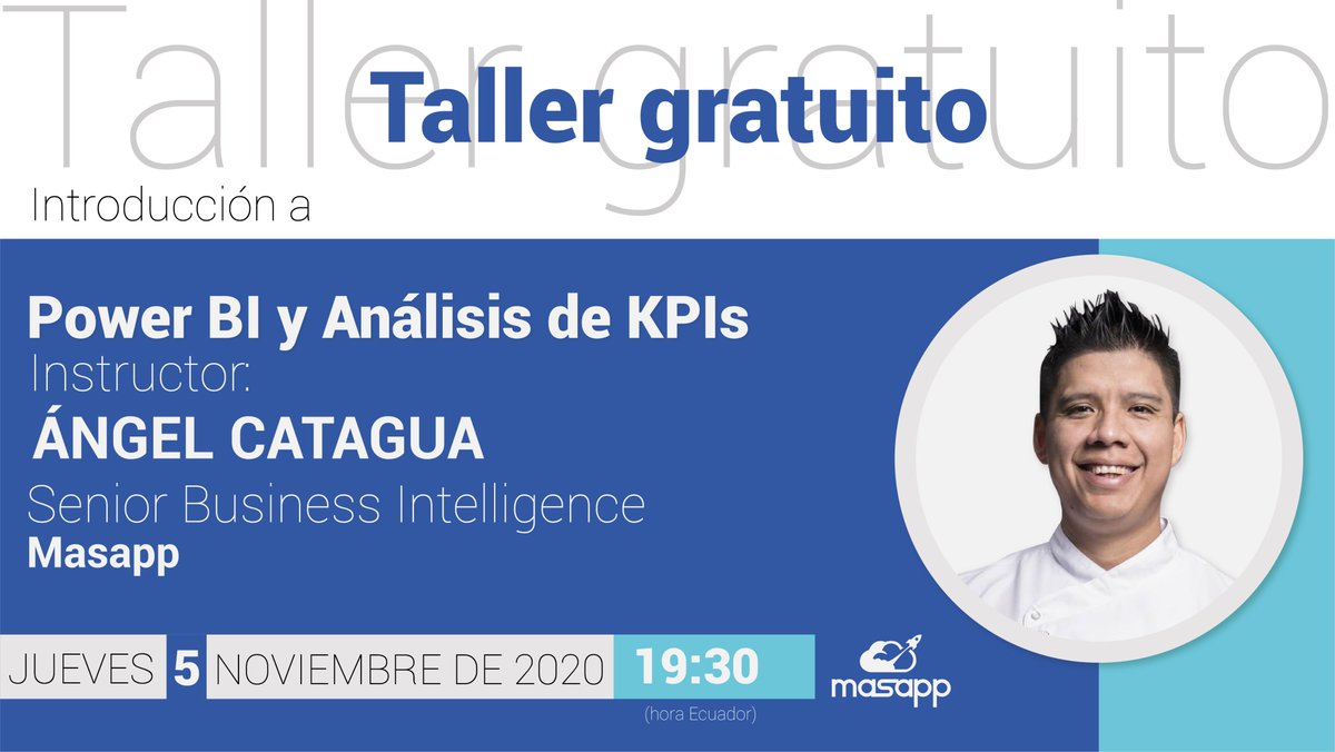 Masappdata's tweet photo. ¡ÚLTIMAS HORAS para registrarte! 

HOY ➡️ Taller gratuito Introducción a Power BI y Análisis de KPIs. ⏰19:30 (hora Ecuador)
➡️ Regístrate aquí: https://t.co/nbiaRDQNn5

#inteligenciadenegocios #métricas #Datos #masapp #CienciaDeDatos #datascience #PowerBI #KPIs https://t.co/gITt9SJJui