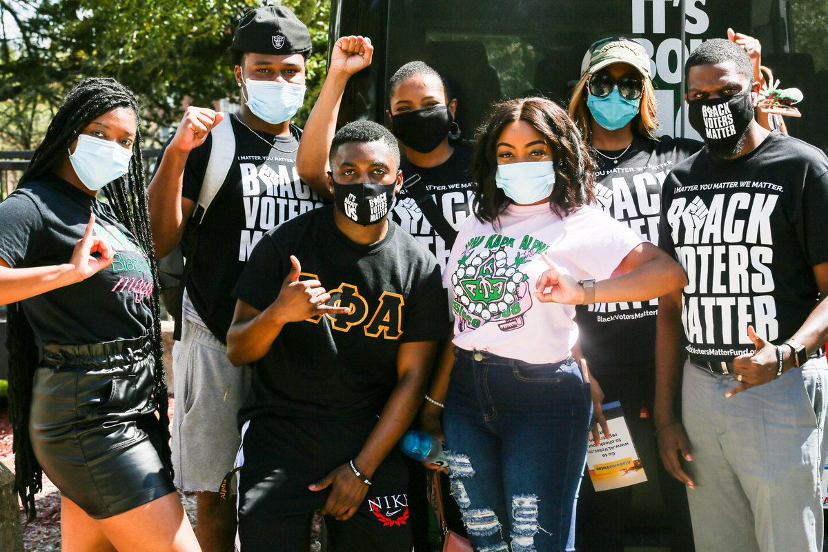 BlackVotersMtr's tweet photo. We traveled for 30+ days to 10+ states to get our folks registered to vote, census, funding grassroots organizations, having community discussions, and doing community service while taking the necessary precautions to keep our folks safe. We Got This! #BlackVotersMatter ✊🏾 https://t.co/rYHs8pQnG6