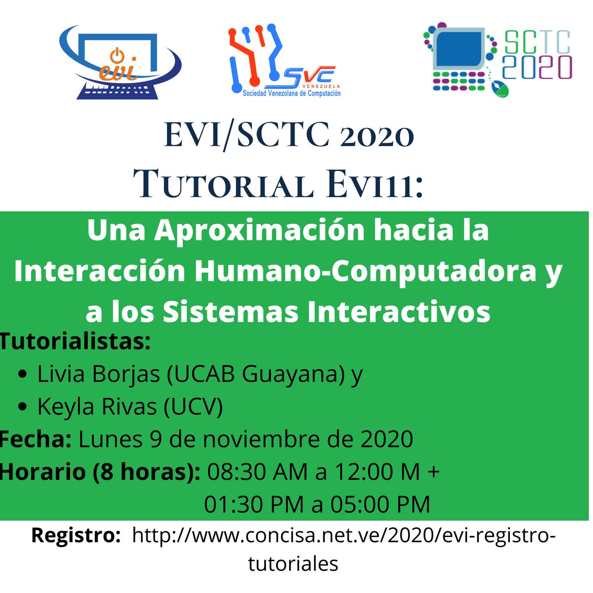 SVComputacion's tweet photo. #EVI/#cOncisA/#sctc 2020 Es la semana próxima y ¡Todavía quedan cupos para sus #tutoriales! Recuerda, en esta edición son #gratuitos.
Para toda la programación, información e inscripción entra a 
+https://t.co/4eUDglDlnS https://t.co/FbCUuaVK9w