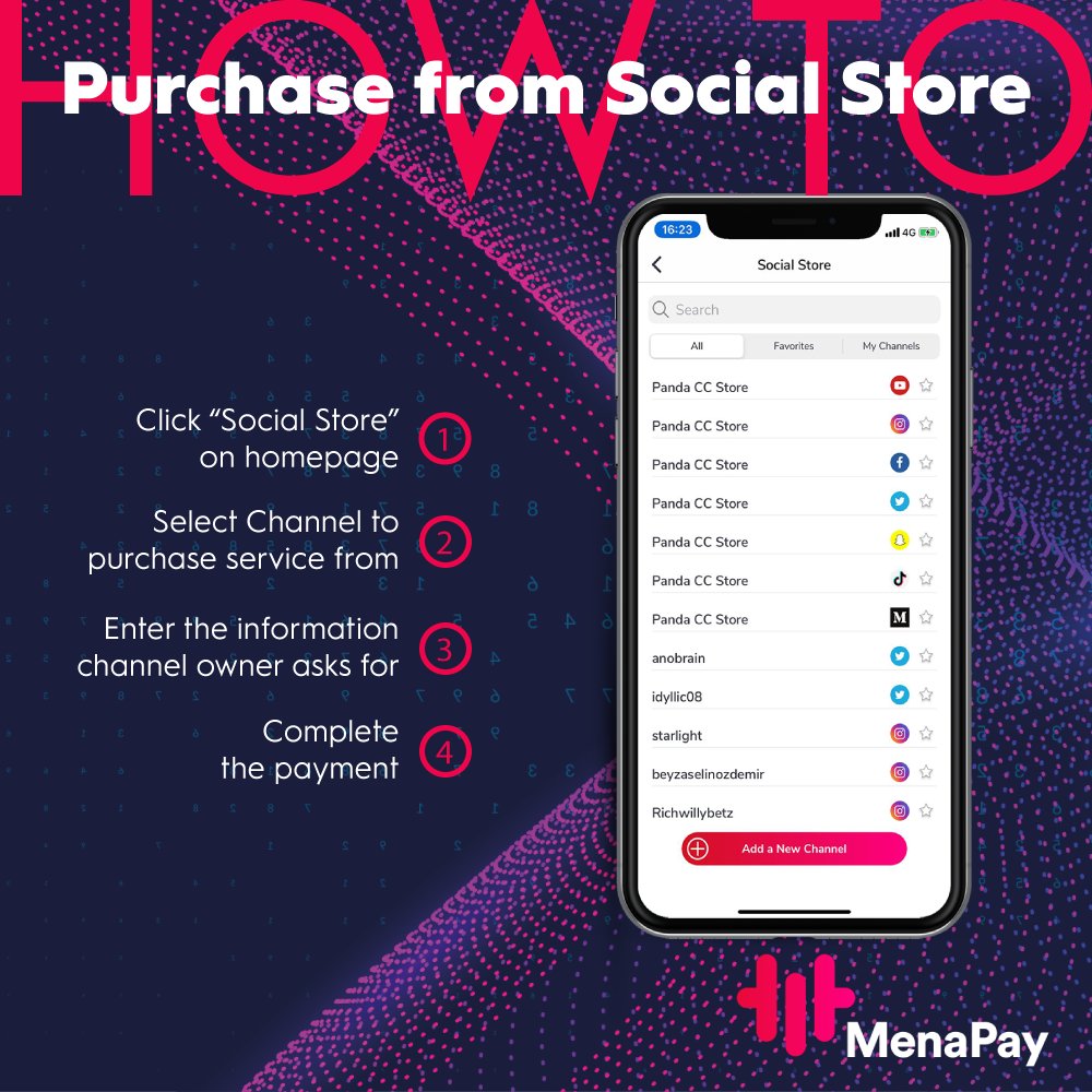 menapayio's tweet photo. You can easily purchase your favorite influencer's services from Social Store!
#MenaPay #SuperApp #SocialStore https://t.co/GaKFjnnnbt