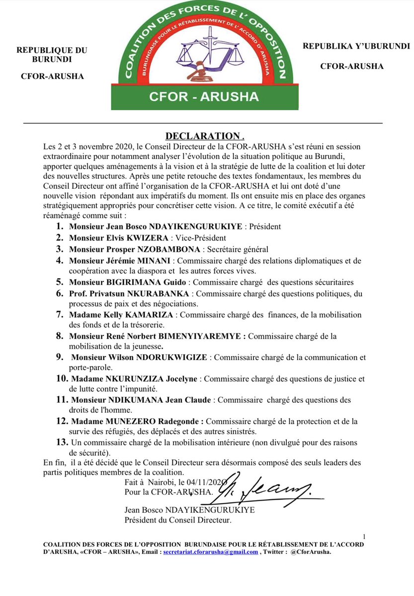 Après une petite retouche des textes fondamentaux,le Conseil Directeur a affiné l’organisation de <a href="/CforArusha/">CFOR-ARUSHA</a> et lui a doté d’une nouvelle vision répondant aux impératifs du moment. Il a ensuite mis en place des organes stratégiquement appropriés pour concrétiser cette vision👇
