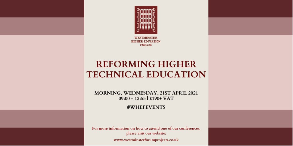 WHEFEvents's tweet photo. What is next for Reforming Higher Technical Education? Discuss this & more with @WHEFEvents on the 21st April 2021 with speakers including @AoCshane @AnthonyMannOECD @ClareRiley100! Click here to find out more: https://t.co/e5x7Snsbh7 #HigherTechnicalEducation #HigherEducation https://t.co/7A127BMBk3