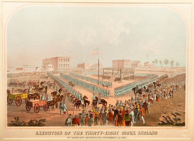 freedomroadorg's tweet photo. #OnThisDay Nov 5, 1862: In the aftermath of the U.S.-Dakota War of 1862 in Minnesota, 303 Dakota people are sentenced to death in a massive travesty of justice. About a month later 38 Dakota men are hastily hanged in the largest mass execution in U.S. history. #TodayInHistory https://t.co/6UkiRxNzvn